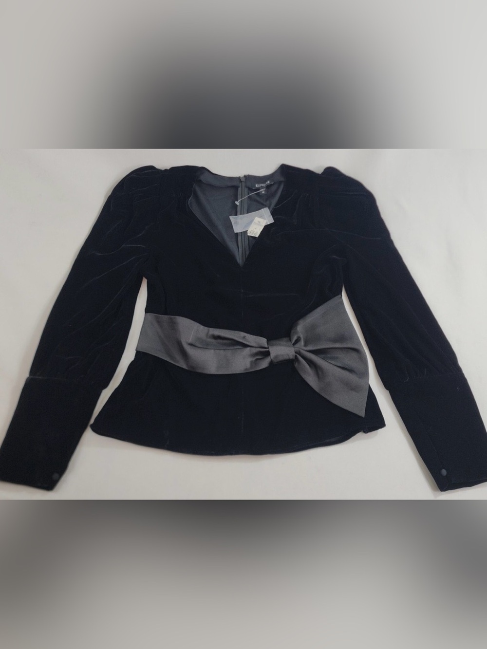 Express Black Velvet Bow-Detail Blazer